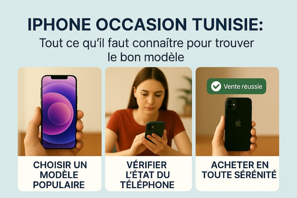 Étapes pour acheter un iPhone d’occasion en Tunisie : choisir un modèle populaire, vérifier l’état du téléphone, réussir son achat en toute sécurité avec Proxity.tn