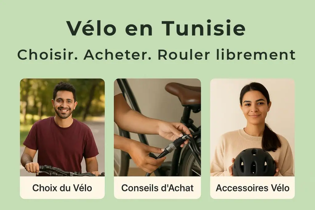 Jeune Tunisien souriant prêt à partir à vélo – astuces pour bien choisir son vélo en Tunisie et rouler librement selon ses besoins, son budget et son style de vie