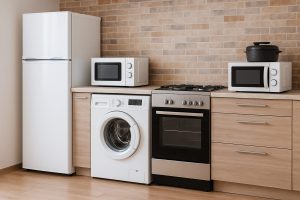 Photo d’un électroménager d’occasion en Tunisie dans une cuisine moderne — comparatif entre achat neuf et d’occasion