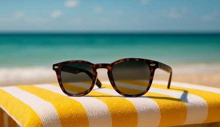Femme tunisienne élégante portant des lunettes de soleil en plein soleil, style moderne et protection UV