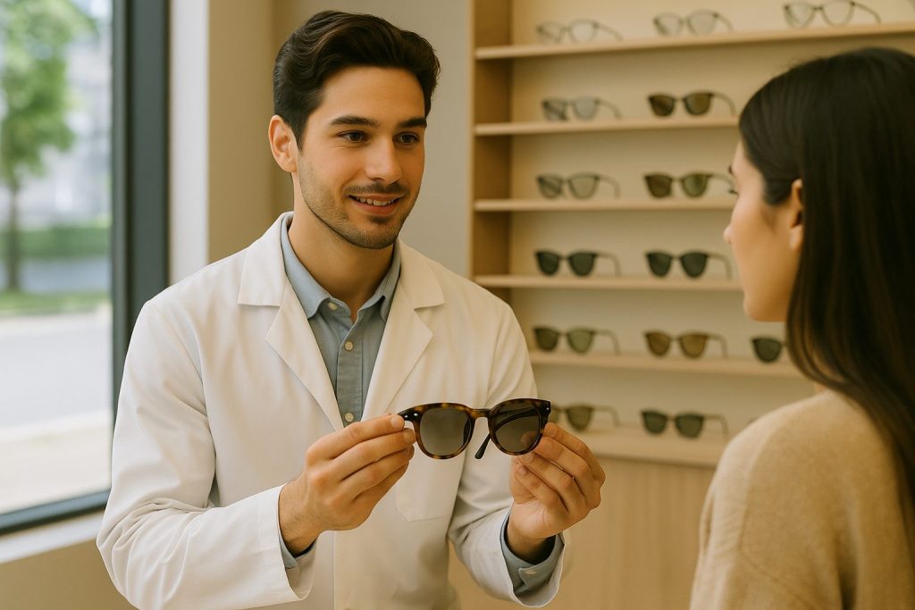 vendeur avec son client dans sa boutique