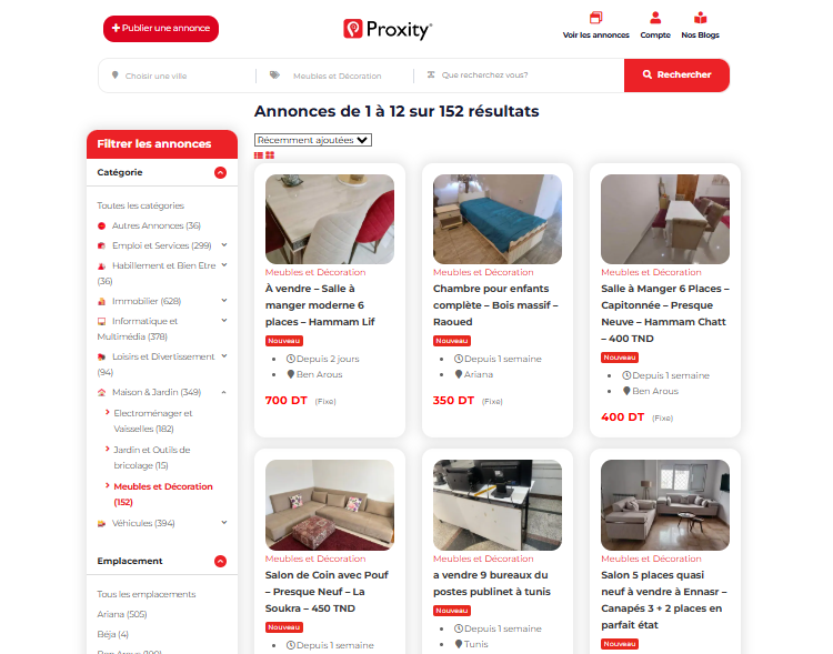 proxity annonces meuble occasion tunisie