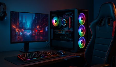 Setup gamer complet en Tunisie avec PC, chaise ergonomique, écran large et casque gaming en 2025