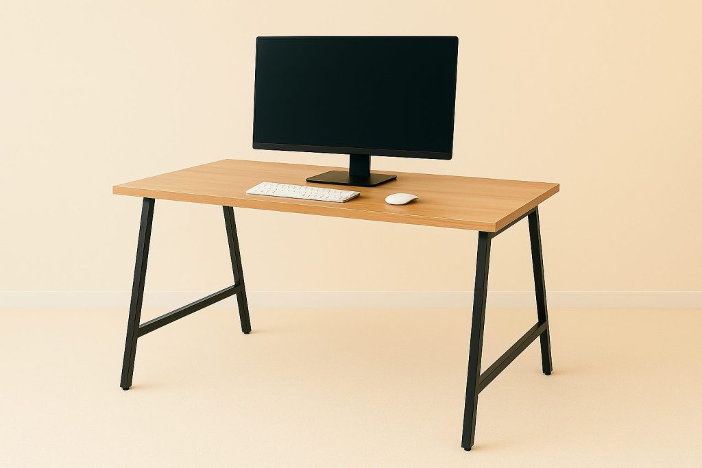 espace compact avec ordinateur portable, cahiers et lampe de bureau