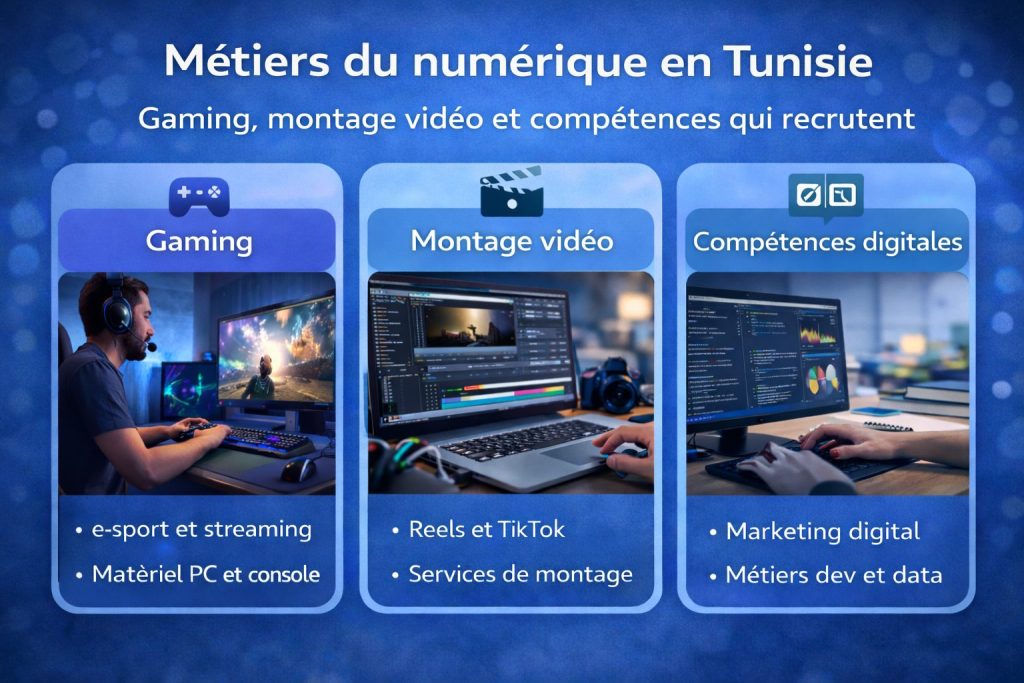 Métiers du numérique en Tunisie : gaming, montage vidéo et compétences digitales qui recrutent