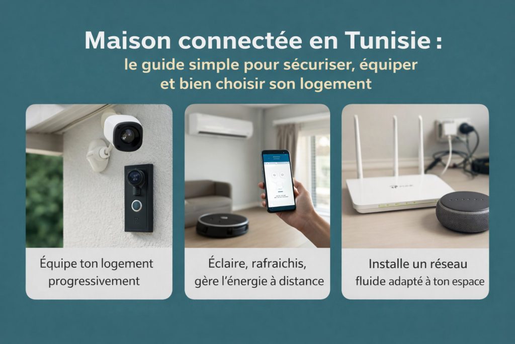 Maison connectée en Tunisie avec sécurité (caméra), domotique et Wi-Fi (routeur)