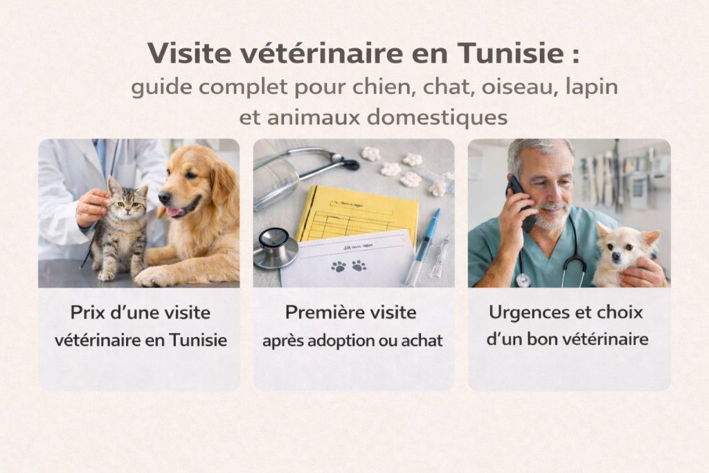Visite vétérinaire en Tunisie : résumé visuel du guide (prix, première visite, urgences et choix du vétérinaire)