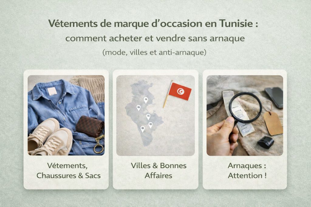 Vêtements de marque d’occasion en Tunisie : Guide complet pour acheter et vendre sans arnaque, avec vêtements, chaussures, sacs et conseils anti-arnaque