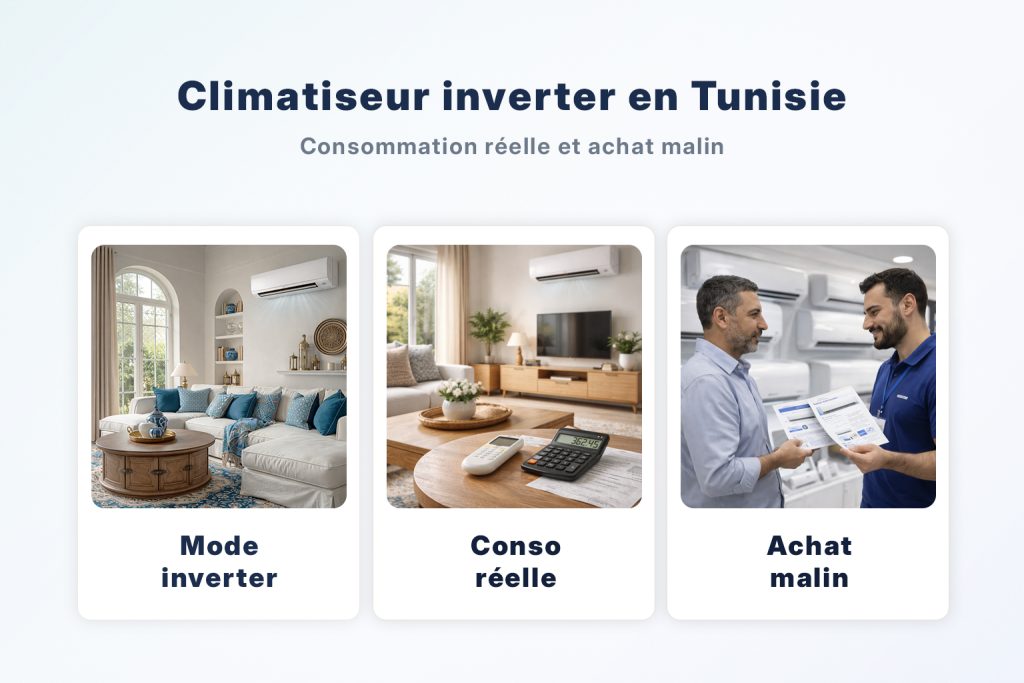 Climatiseur inverter en Tunisie avec mode inverter, consommation réelle et achat malin pour bien choisir