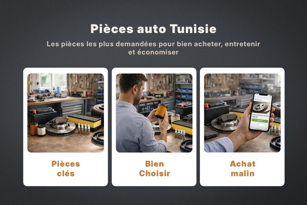 Guide visuel des pièces auto les plus demandées en Tunisie avec entretien, choix des pièces et achat malin
