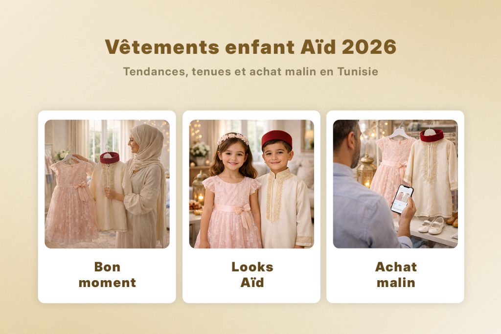 Vêtements enfant pour l’Aïd 2026 en Tunisie avec bon moment pour acheter, looks Aïd et achat malin