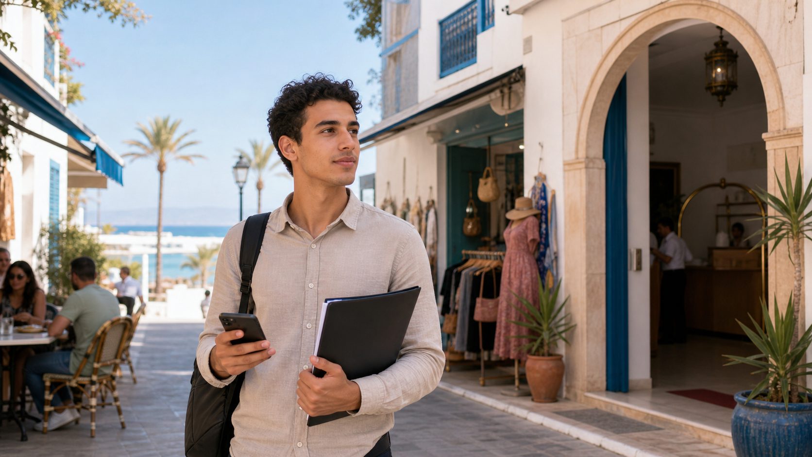 Jeune candidat avec CV cherchant un job d’été en Tunisie dans la restauration, le tourisme ou les services