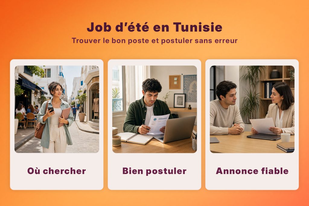 Job d’été en Tunisie avec trois étapes : où chercher, bien postuler et reconnaître une annonce fiable