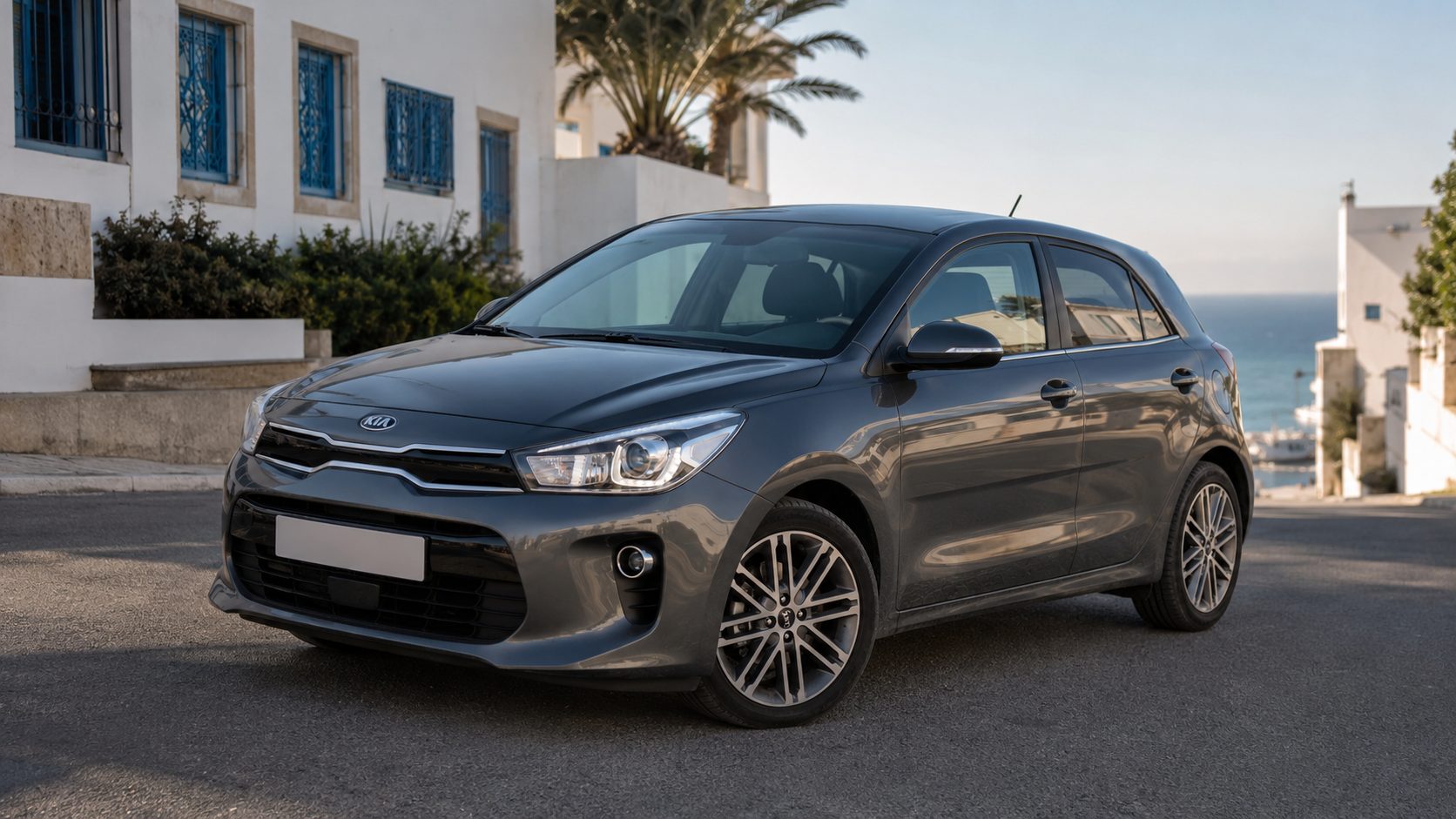 Kia Rio d’occasion en Tunisie, citadine bleue à vendre