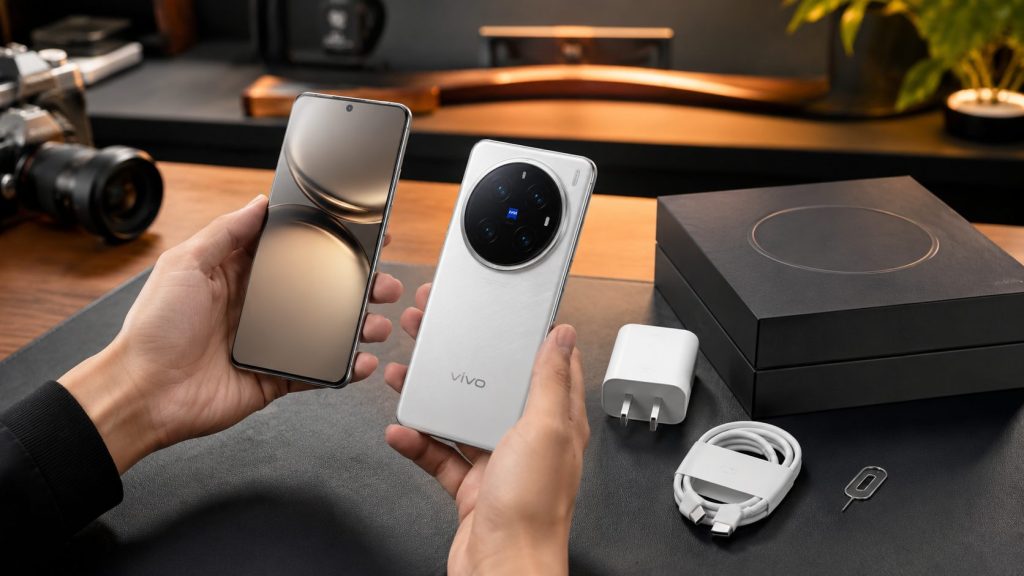Vérification d’un Vivo X200 Ultra importé avec boîte, chargeur et accessoires