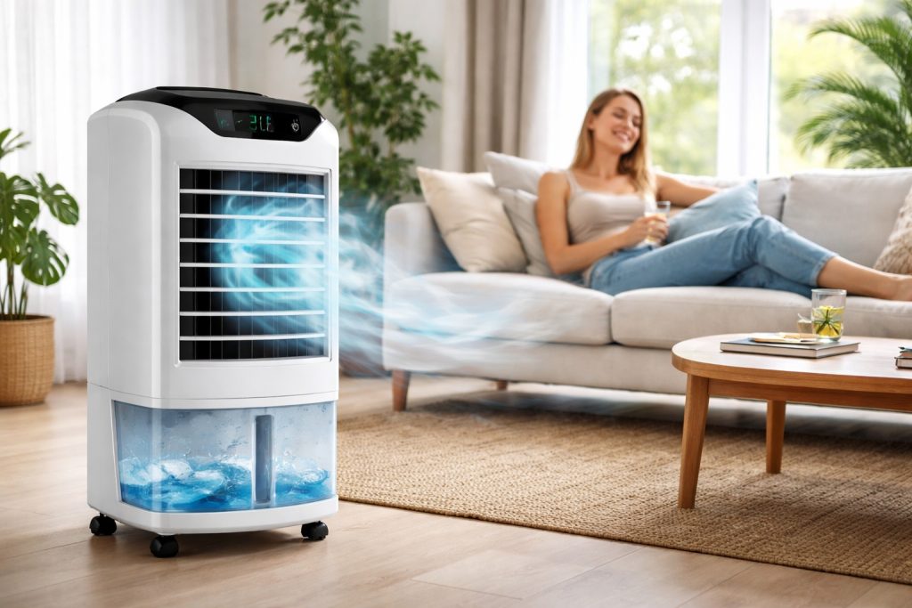 Appareil déplaçable équipé de sa gaine d'évacuation d'air chaud