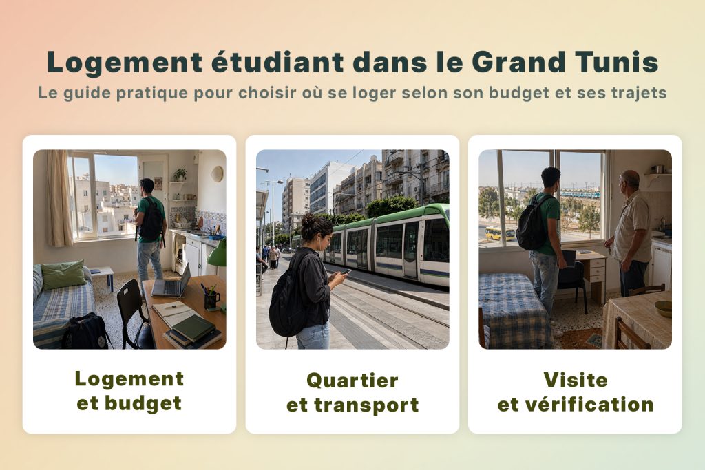 Guide sur le logement étudiant dans le Grand Tunis avec budget, transport et visite de logement
