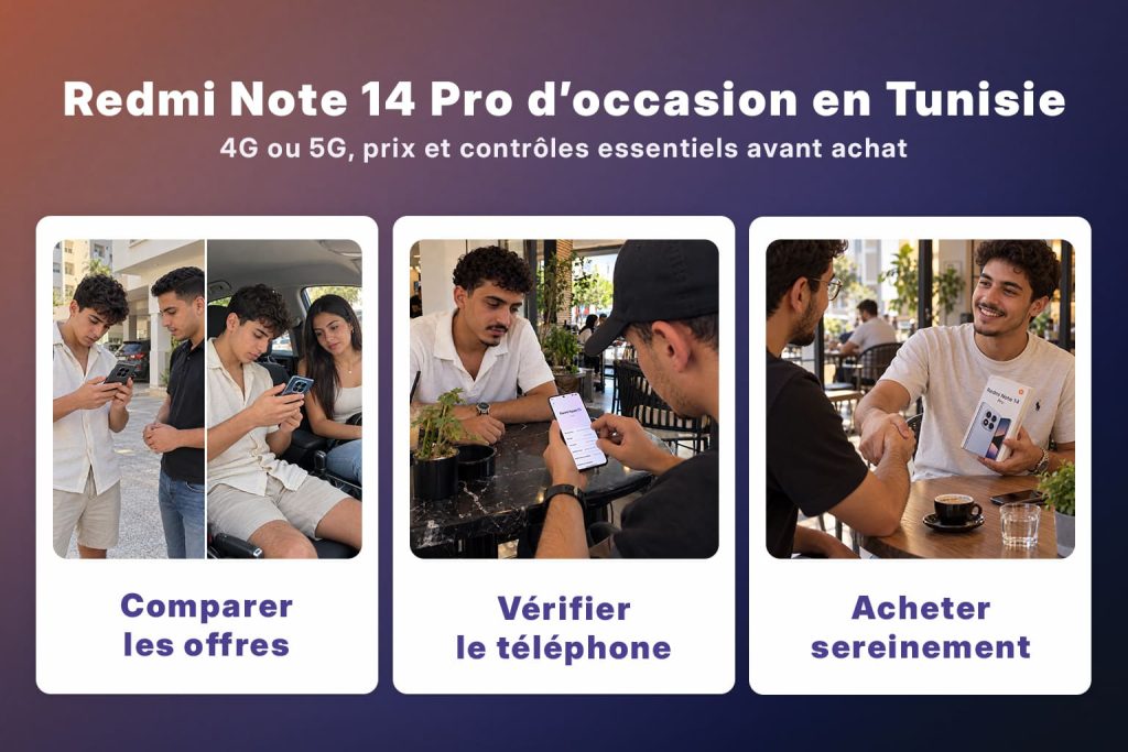 Comparer, vérifier et acheter sereinement un Redmi Note 14 Pro d’occasion en Tunisie