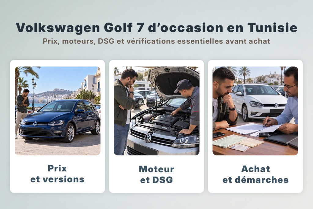 Guide d’achat Volkswagen Golf 7 d’occasion en Tunisie avec prix, moteurs, DSG et démarches avant achat