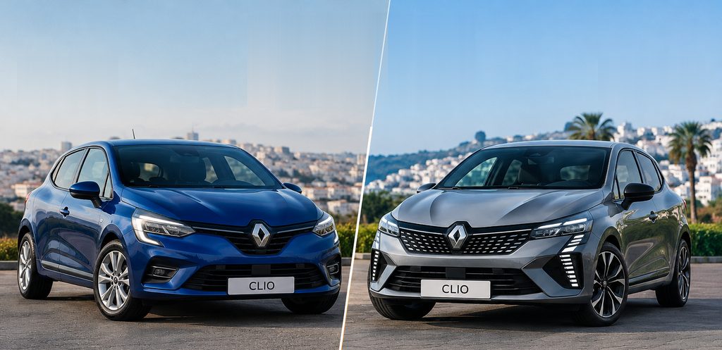 Comparaison visuelle d’une Renault Clio 5 Phase 1 et d’une Phase 2 restylée