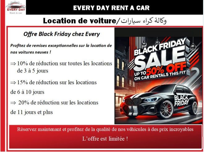 Offres Black Friday chez Every Day Rent a Car