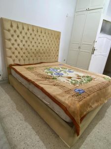 Lit 2 places capitonné + Matelas  – Carthage Salambo – Occasion