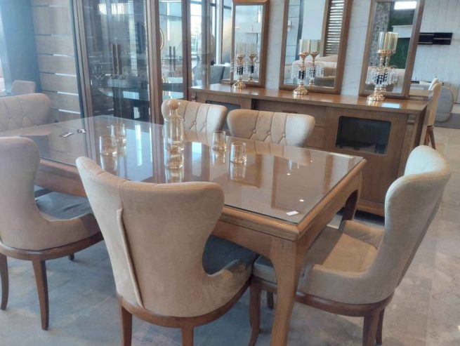 table-en-verre-avec-chaises-bois-blenz-a-vendre-el-mnihla