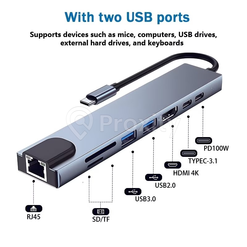 Station d'accueil USB C 8-en-1