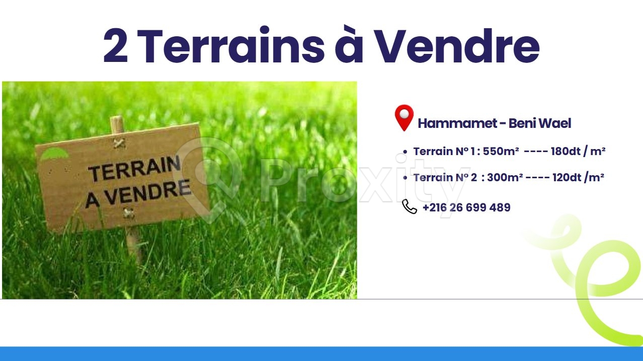 Deux Terrains à vendre à Hammamet