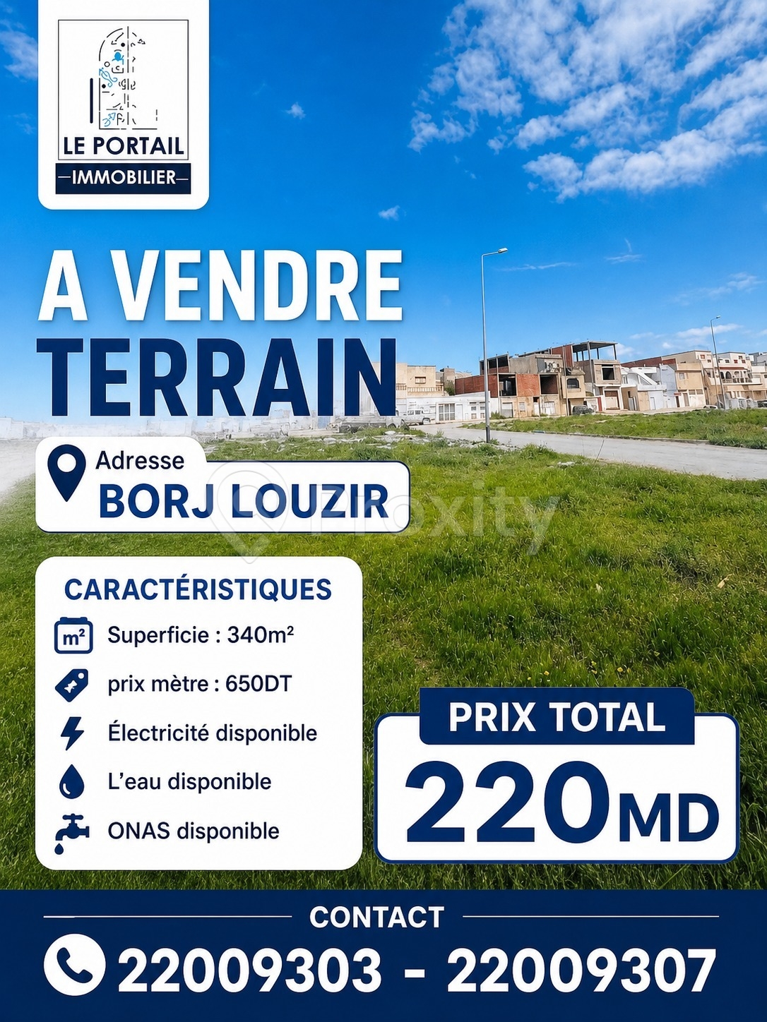 🏡 Terrain viabilisé à vendre – Bourj Ouzir, Ariana