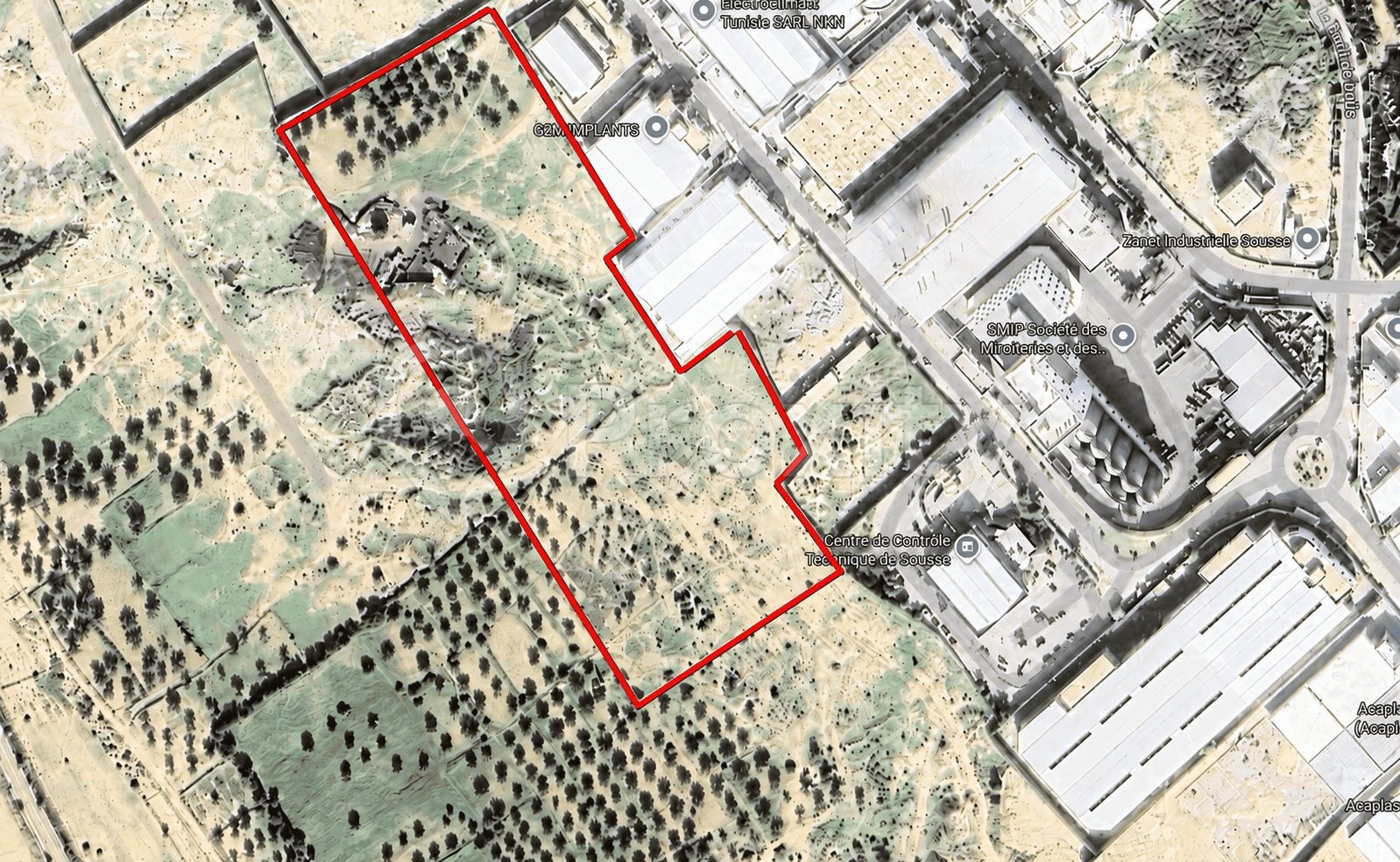 Deux terrains industriels à vendre à Sidi Abdelhamid, Sousse – 100 DT/m²