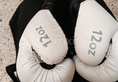 Gants de boxe 12 oz blanc et noir en bon état à Bizerte