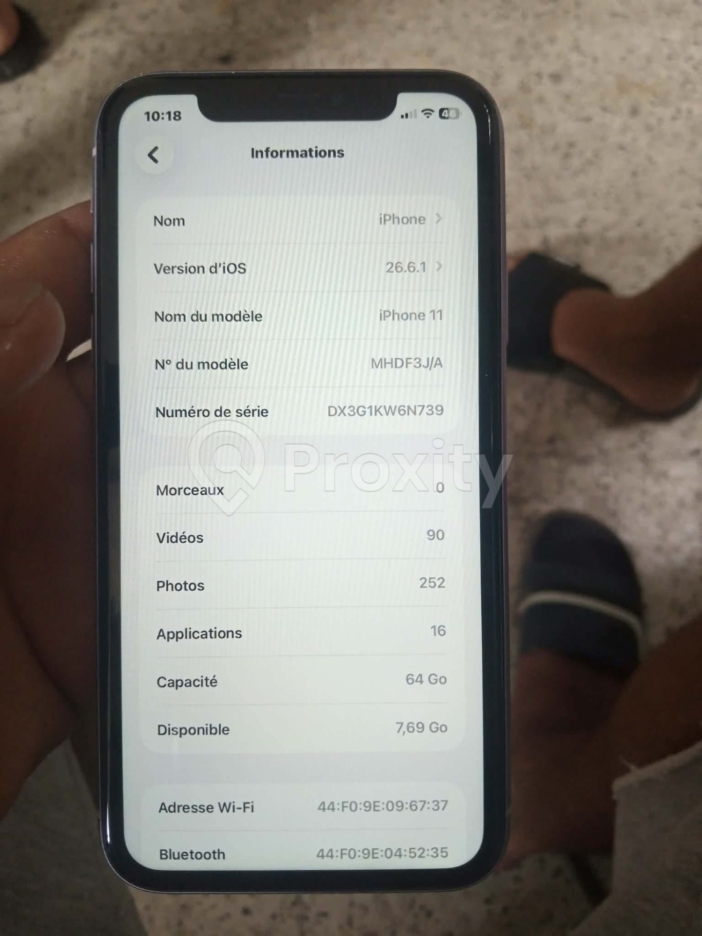 iPhone 11 64 Go d'occasion à Béja – Batterie 88 % – 650 DT